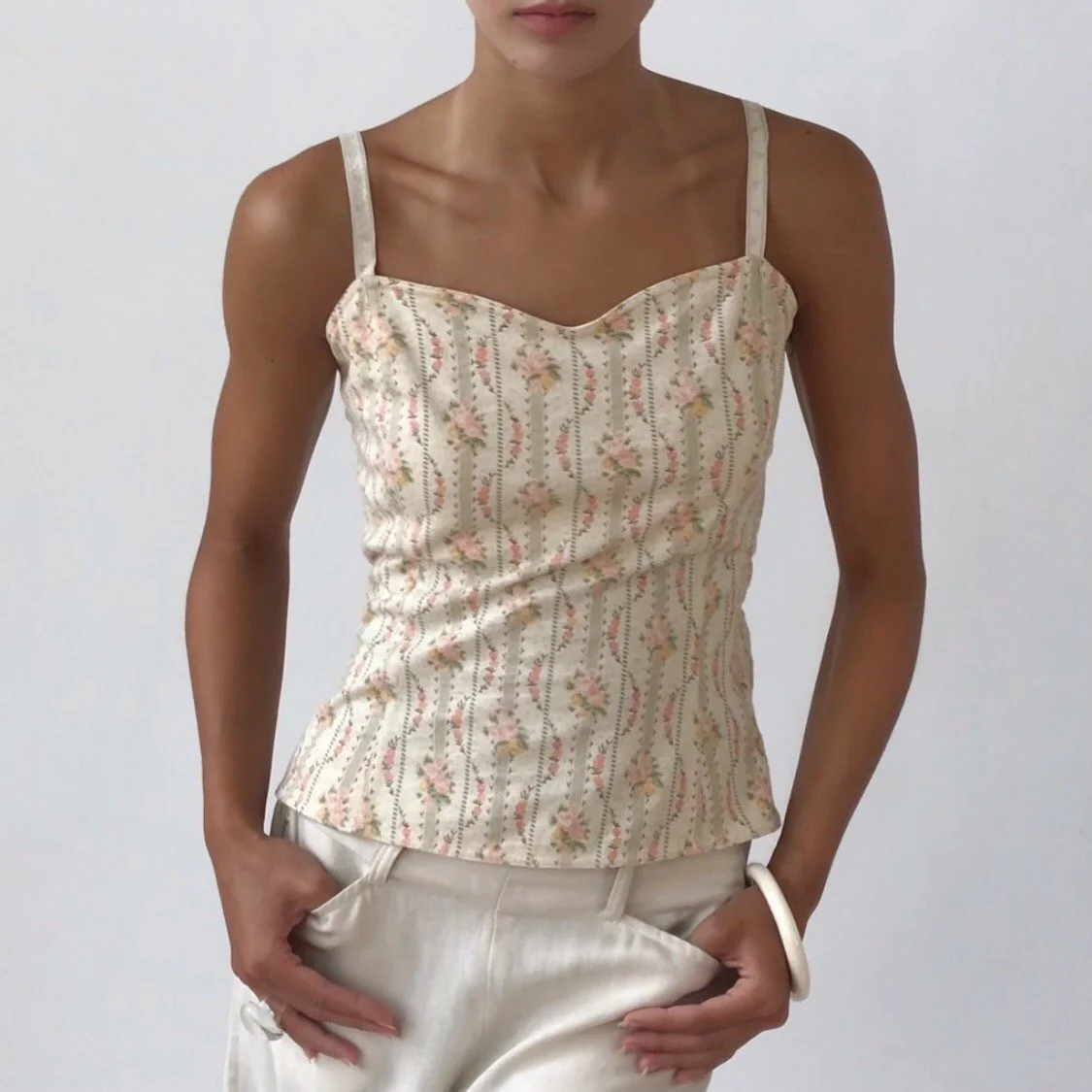 Vintage RALPH LAUREN Floral Ribbon RARE Camisole Top