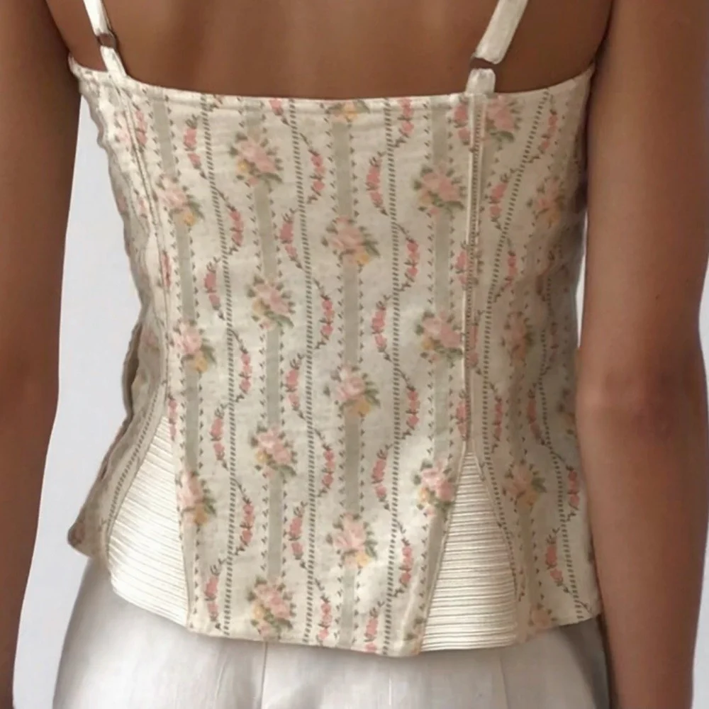 トップス Rosyluce RIBBON CAMISOLE TOPS - FLOWER Vintage RALPH LAUREN Floral Ribbon RARE Camisole Top — Esmes