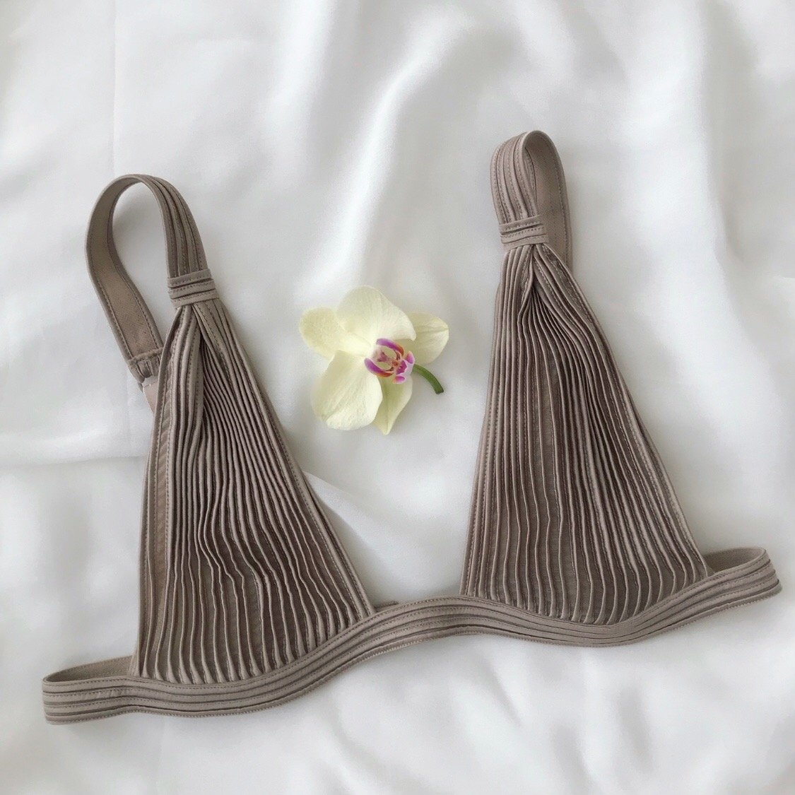 Vintage La Perla Sand Pleated Bra Top