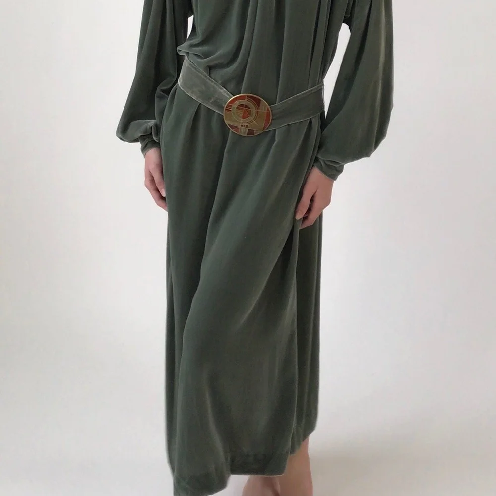 Vintage 1980's RALPH LAUREN Sage Green Velvet Dress  Esmes Drawer Too