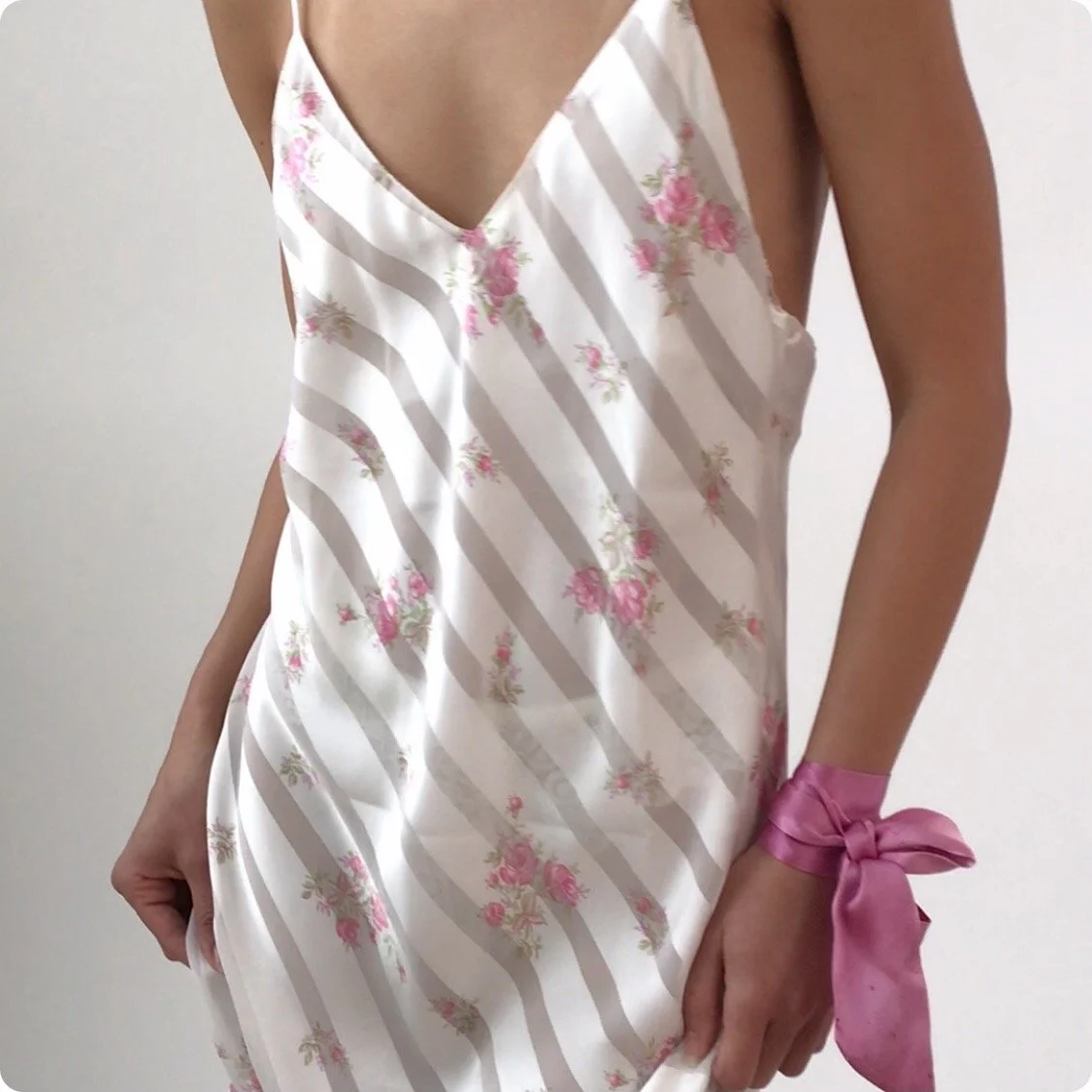 Vintage MISS DIOR Floral Satin & Chiffon Slip Dress