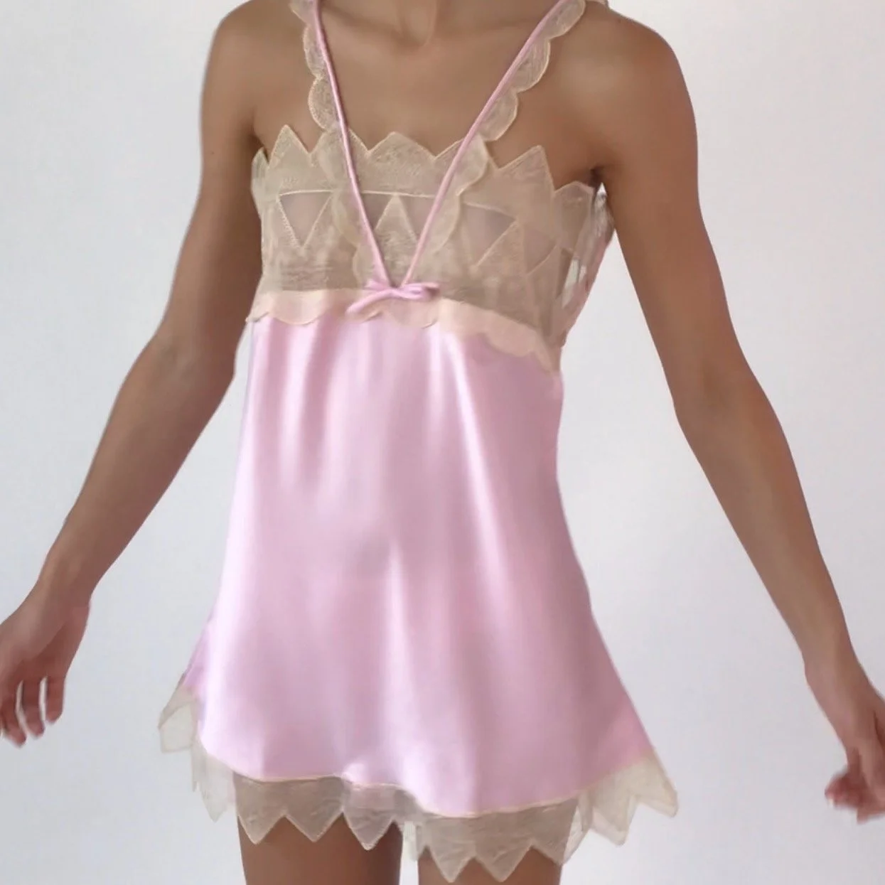 Vintage 1980s Zandra Rhodes Lilac Pink Lace Teddy