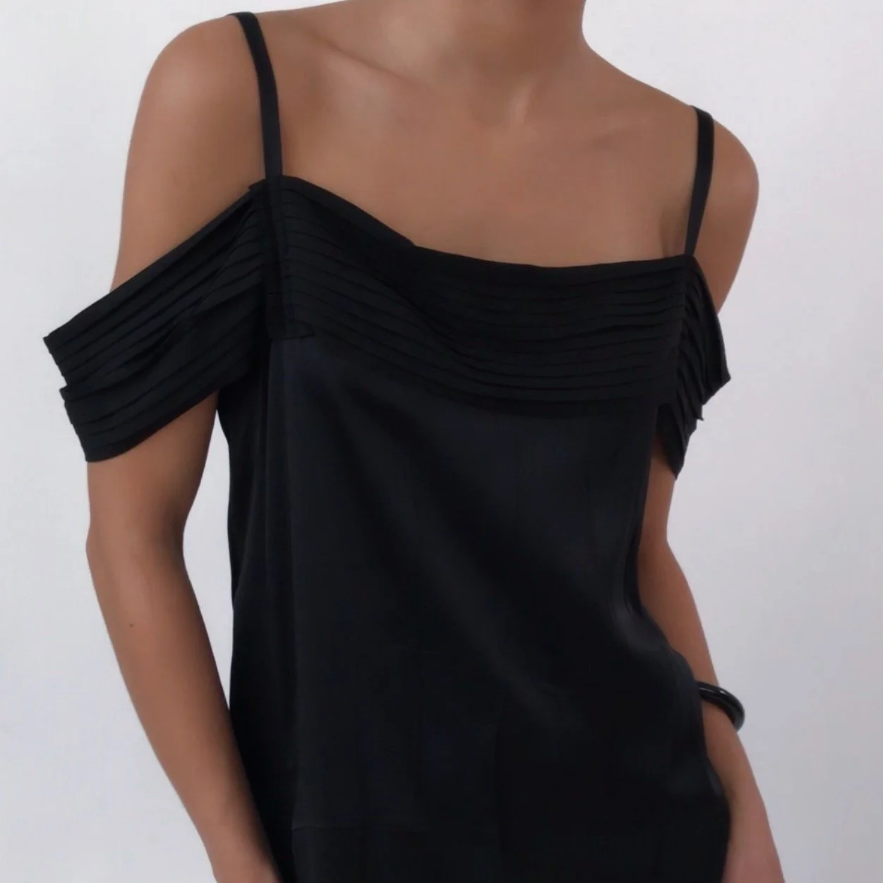 PRADA Off Shoulder Black Silk Dress RARE