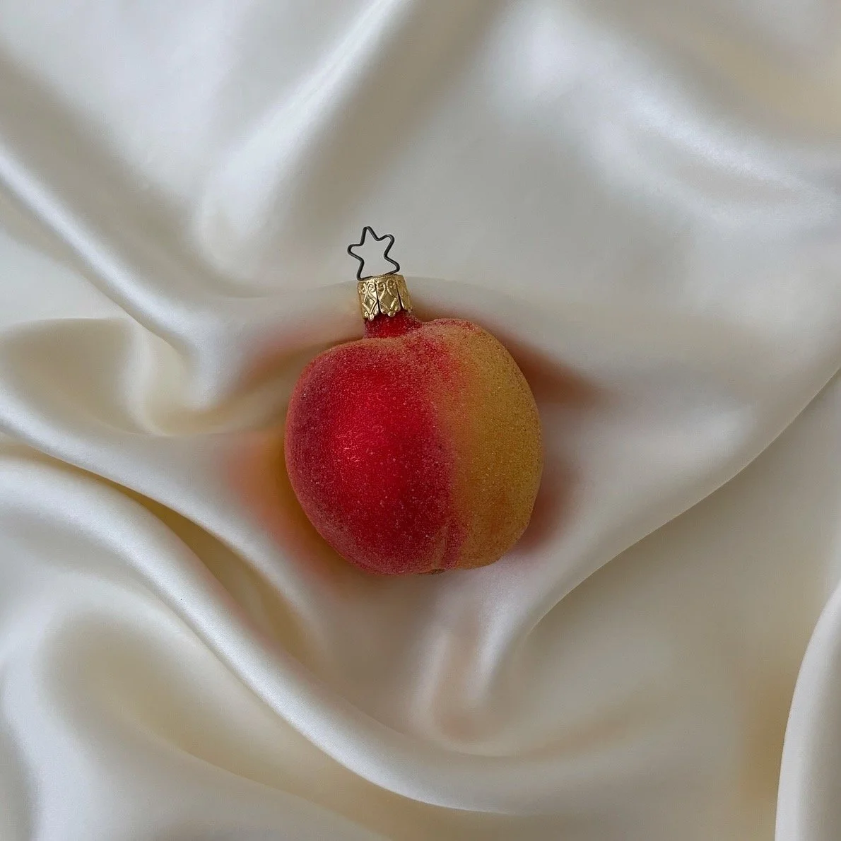 Vintage PEACH Glass Ornament