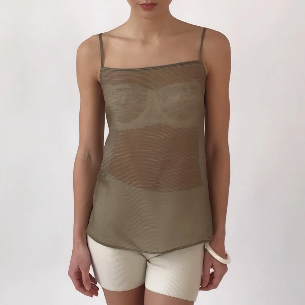 Vintage KRIZIA POI Sheer Silk Organza Open Back Top RARE