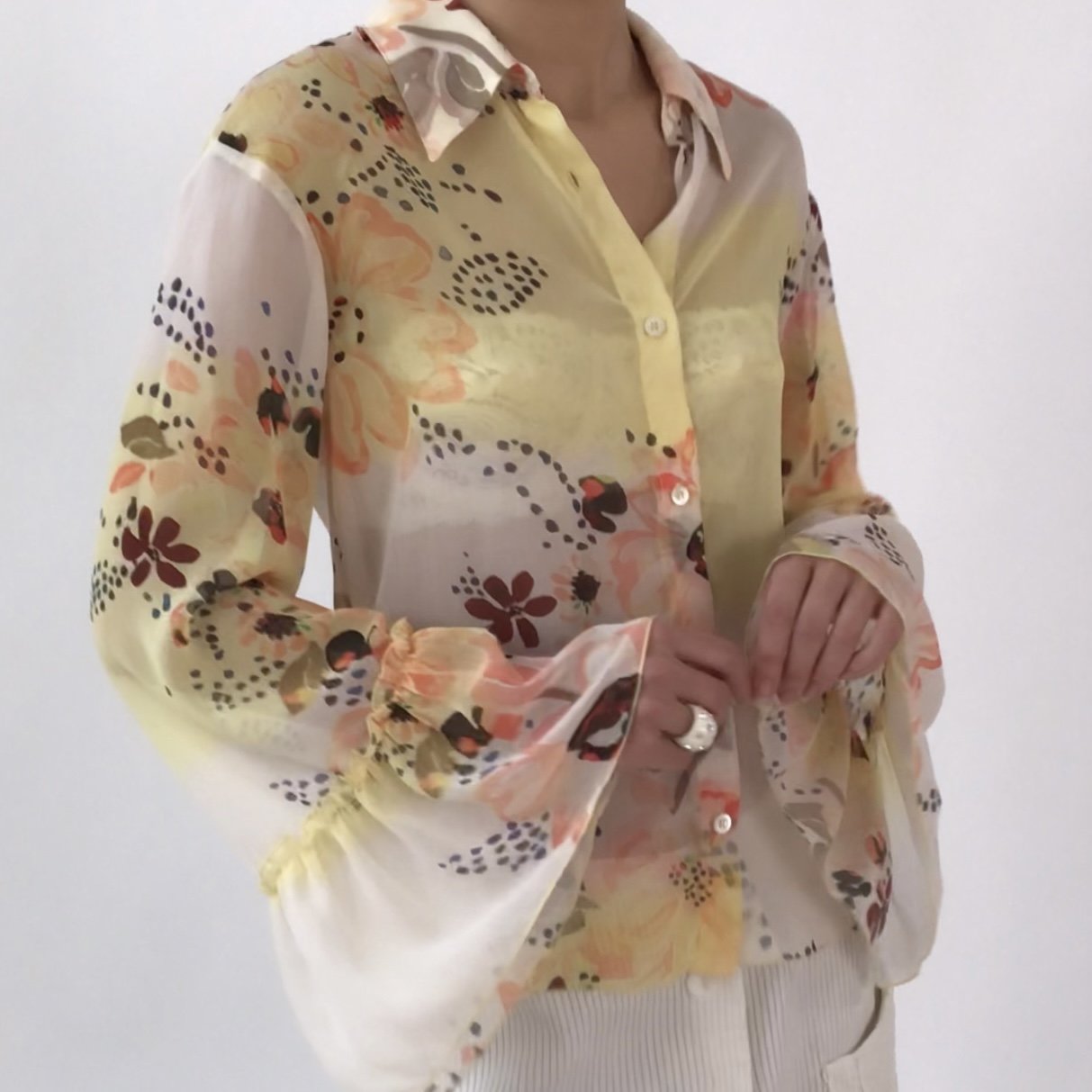 Vintage SEE BY CHLOE Floral Bell Sleeve Blouse