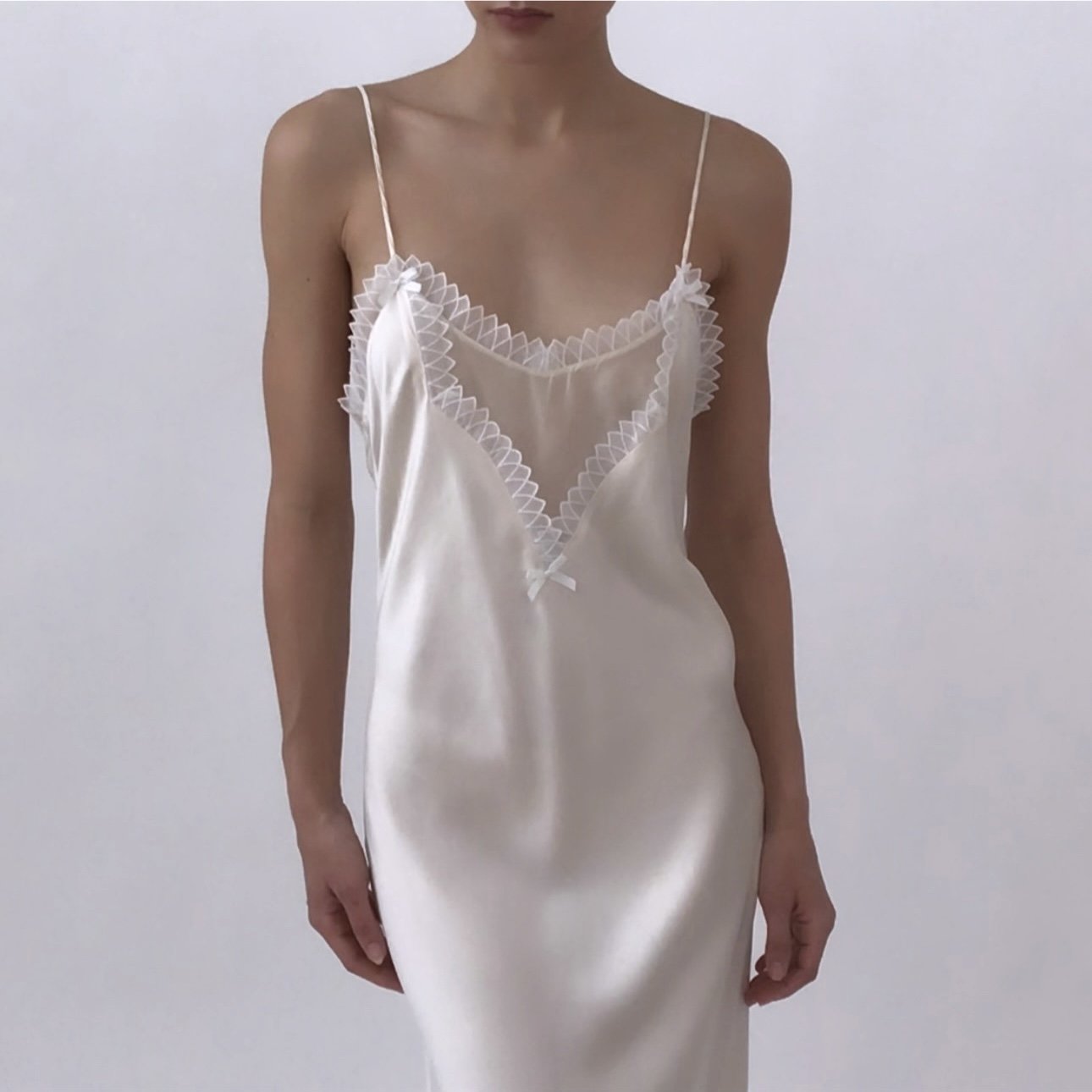 Vintage Ivory Silk Silhouette Slip Dress