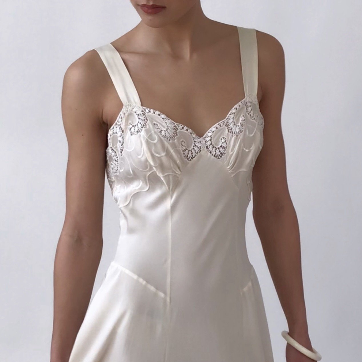 Vintage 1960's CHRISTIAN DIOR Ivory Silk Dress RARE