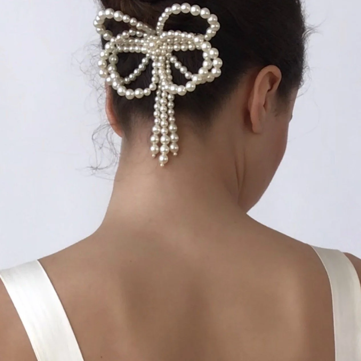 Vintage Faux Pearl Bow Barrette