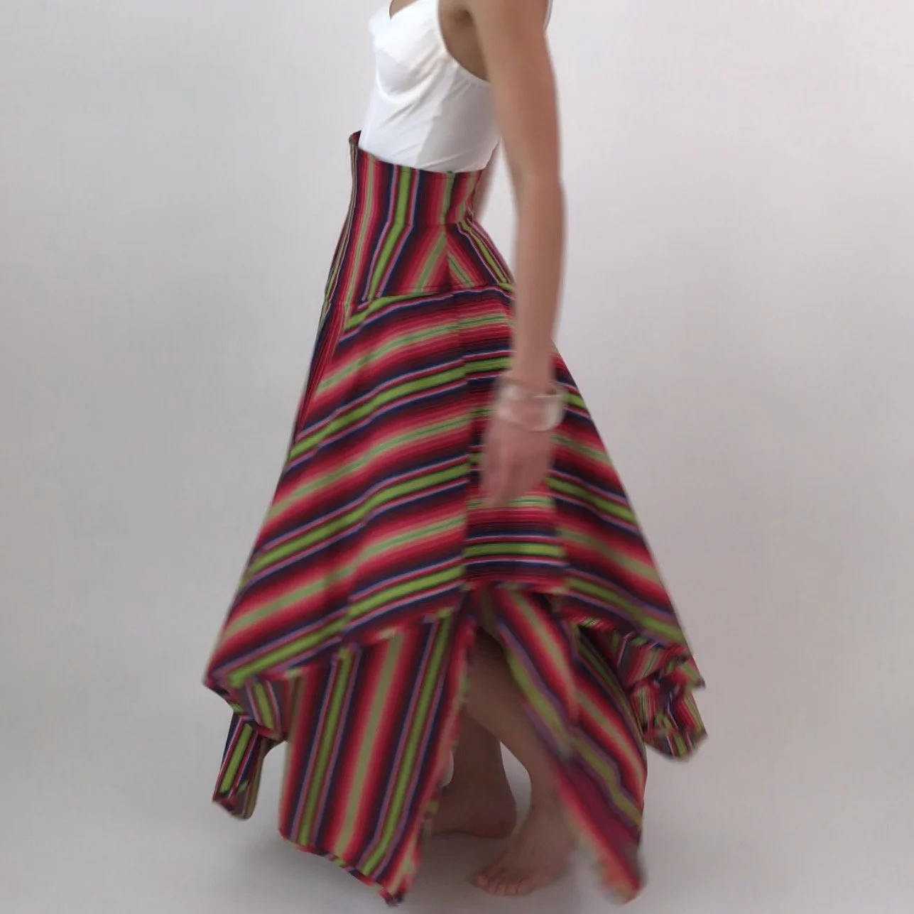 Vintage JAN + CHRISTINA BARBOGLIO Multi-Color Stripe Tulip Skirt