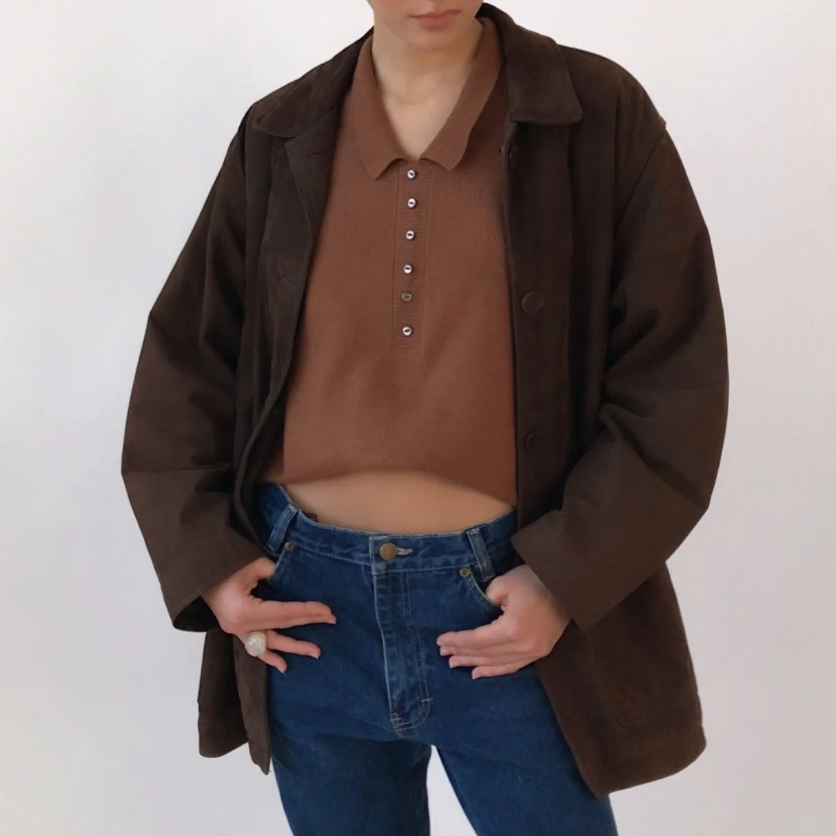Vintage LL BEAN Espresso Brown Suede Leather Coat
