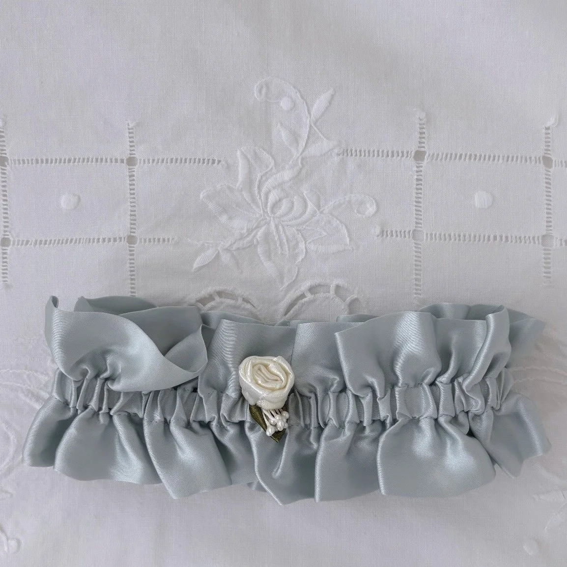 Vintage VS Baby Blue Silk Charmeuse Leg Garter