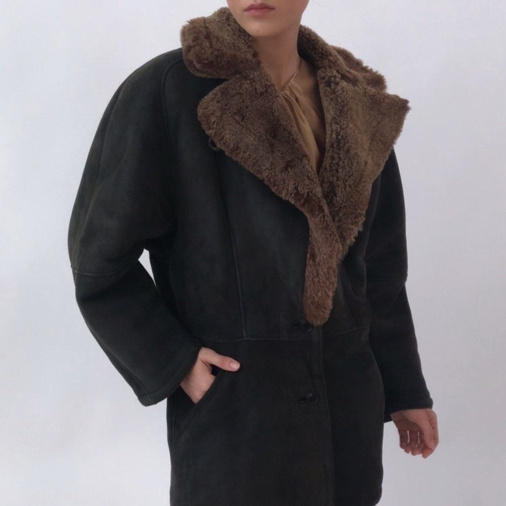 Vintage GIORGIO ARMANI Suede Leather Shearling Coat — Esmes Drawer Too