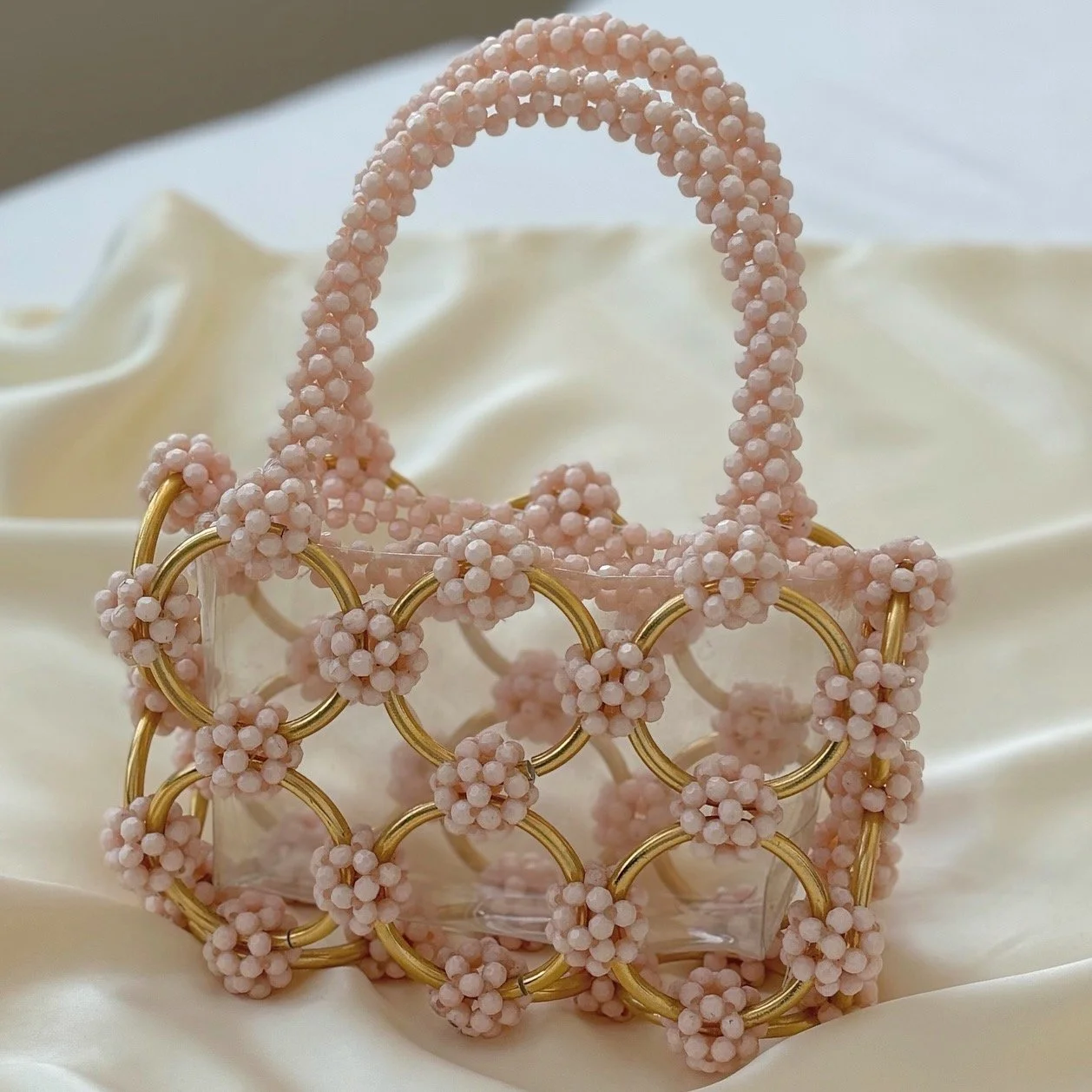 Vintage Pale Pink ITALIAN Beaded Purse