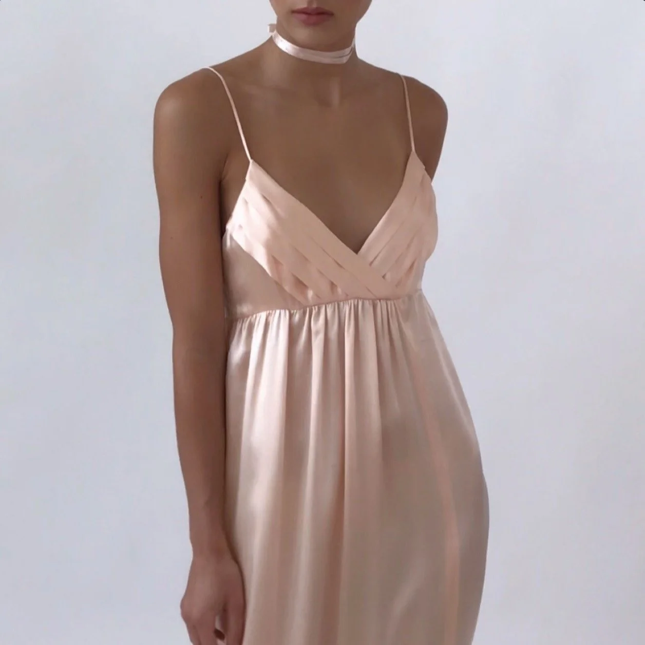 Vintage Peach Blush Silk Slip Dress LUXURY DESIGNER