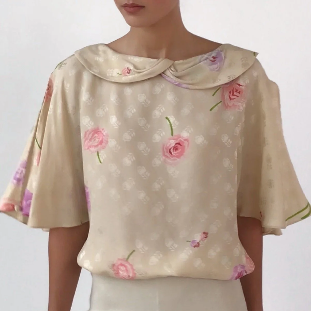 Vintage Floral Silk Top