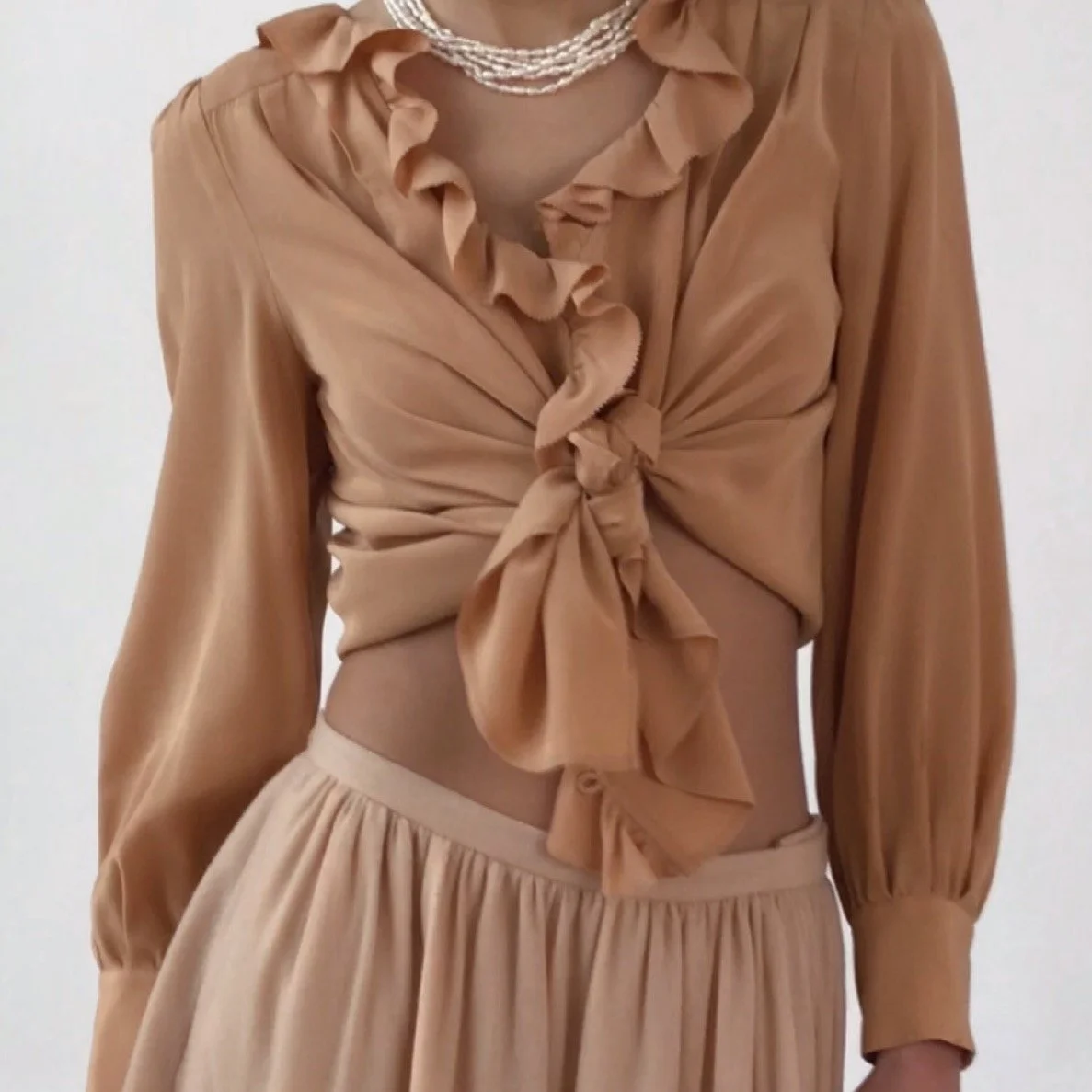 SEA New York Cumin Silk Ruffle Blouse