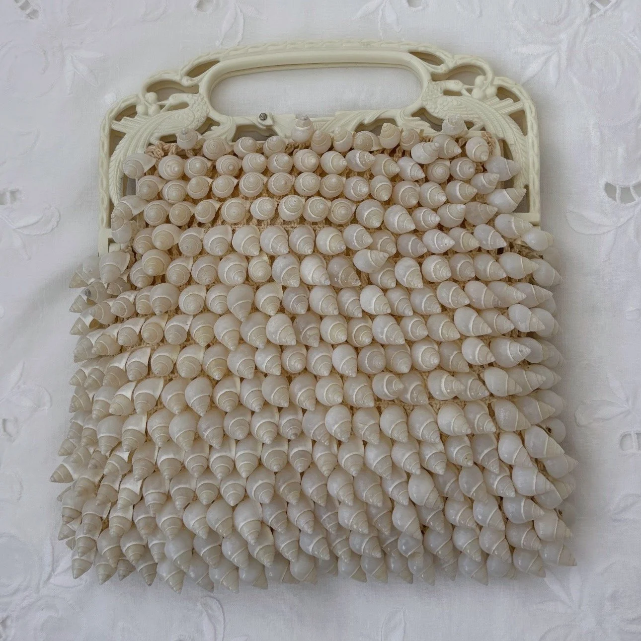Vintage RARE 1930's Natural Shell Lucite Peacock Purse