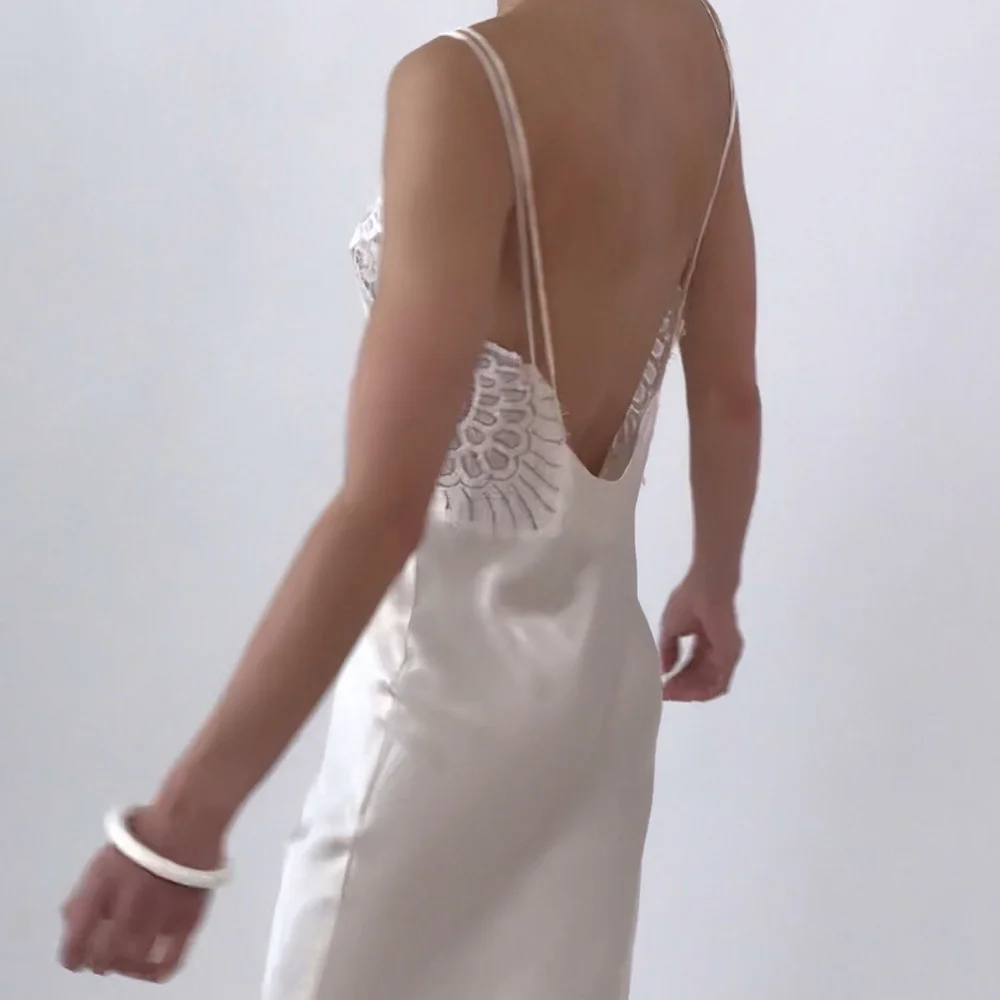 Vintage Ivory Silk Lace Slip Dress  Esmes Drawer Too