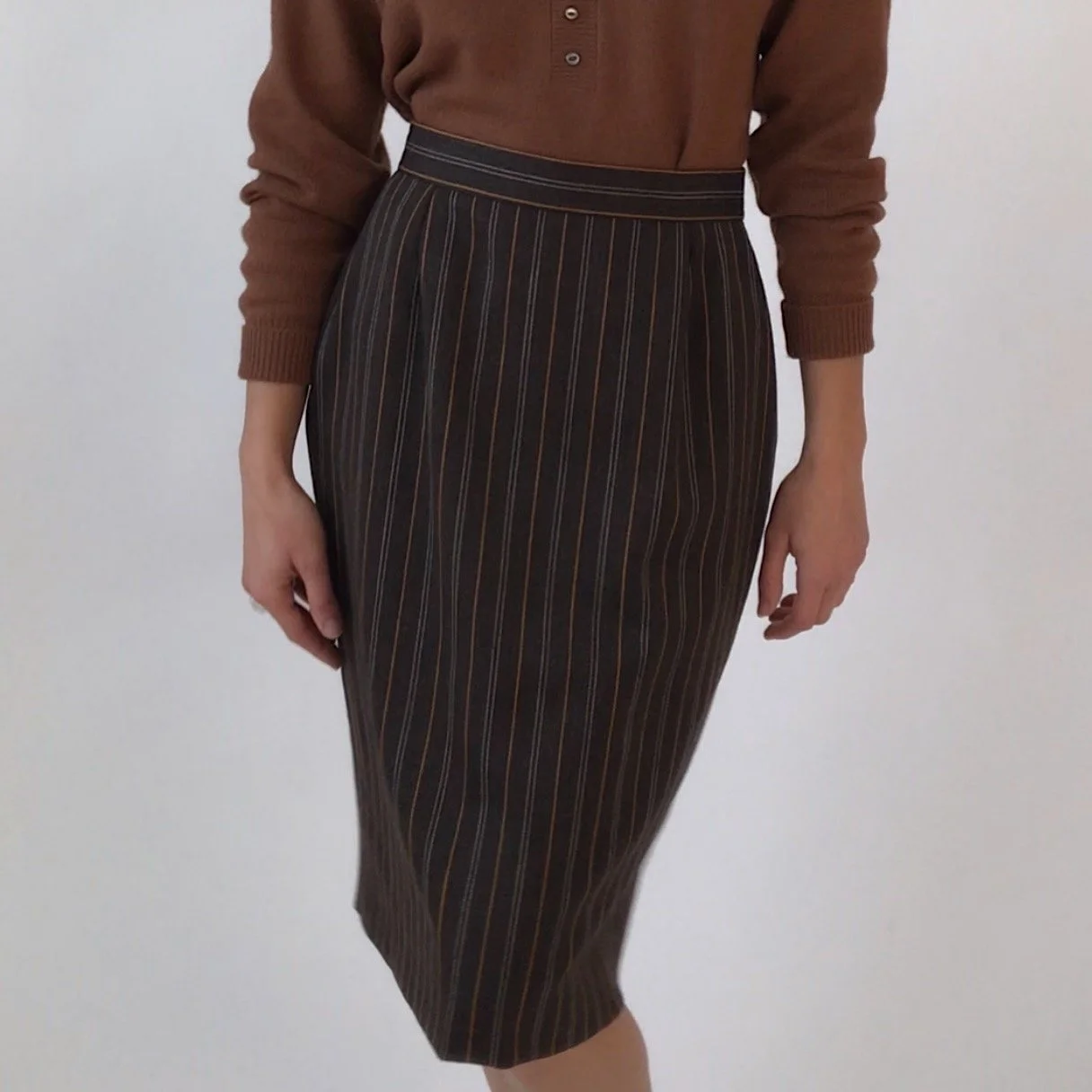 Vintage CHRISTIAN LACROIX Pinstripe Wool Skirt