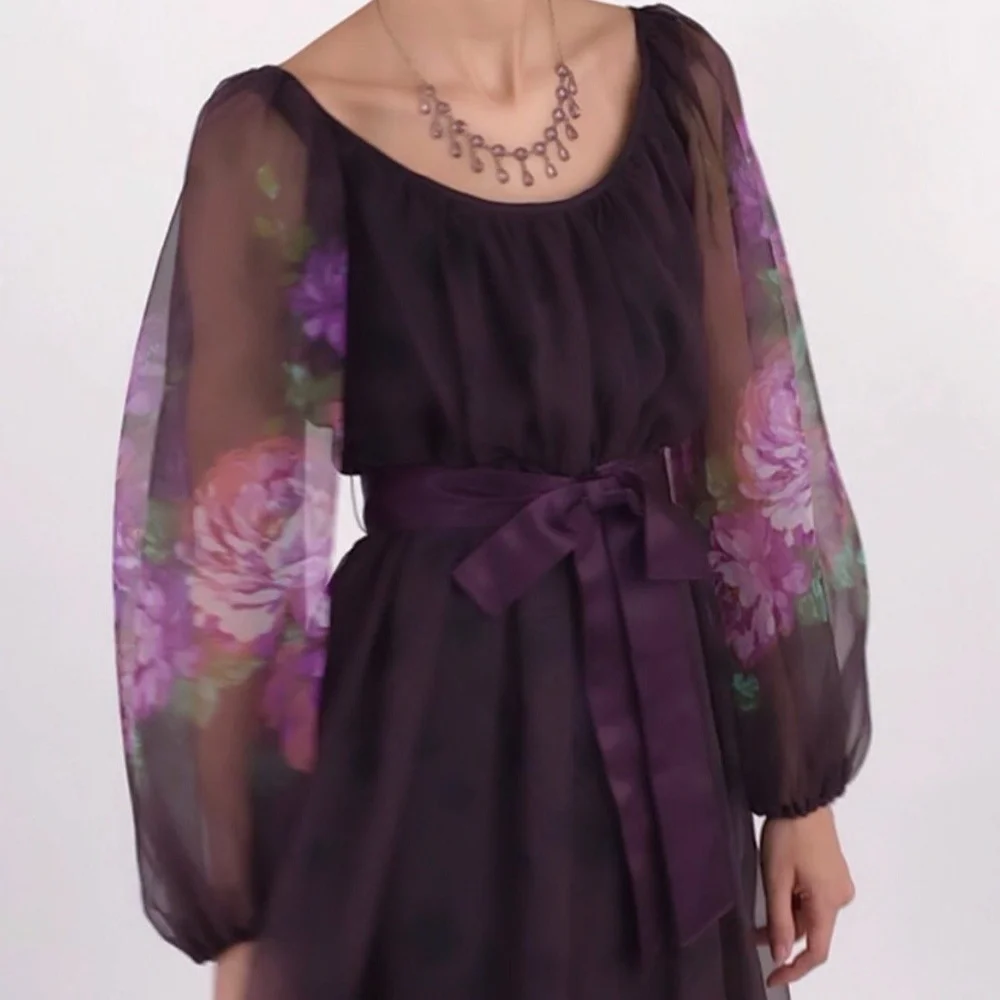vintage victor costa dress 70s Victor CostaSize on tag Vintage VICTOR COSTA Grape Floral