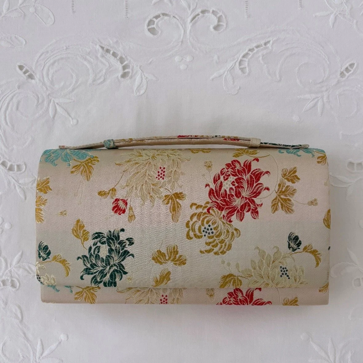 Vintage PEONY Floral SILK BROCADE Purse