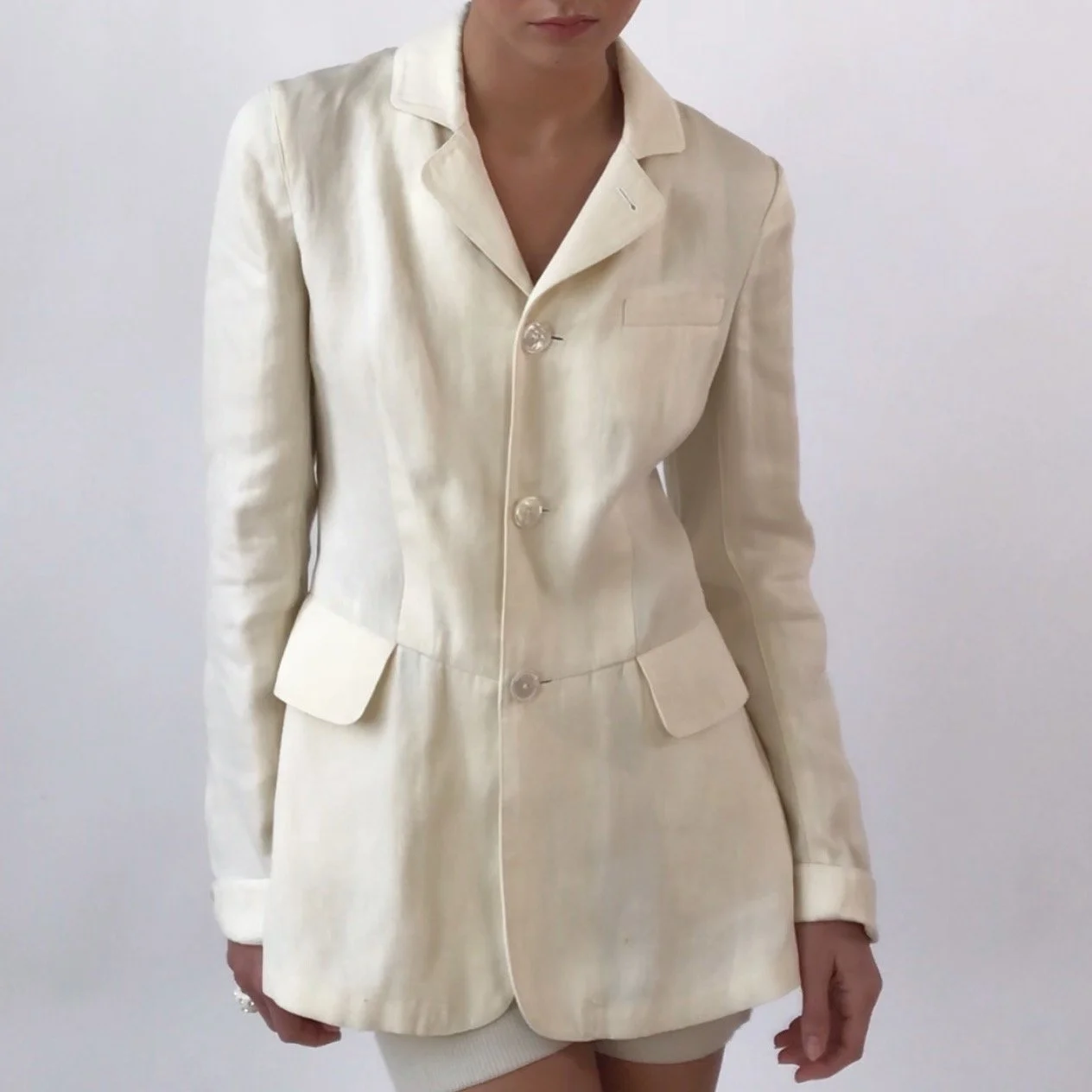 Vintage RARE 1980's RALPH LAUREN Cream Linen Blazer
