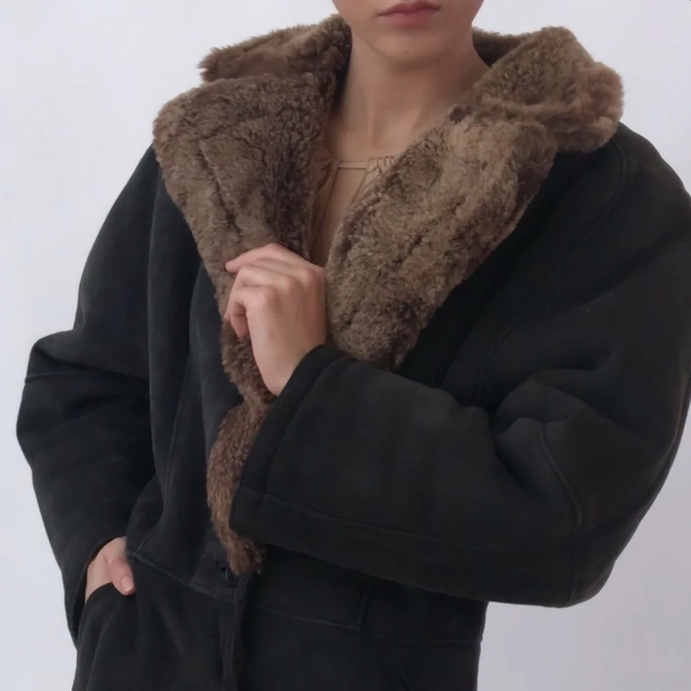 Vintage GIORGIO ARMANI Suede Leather Shearling Coat — Esmes Drawer Too