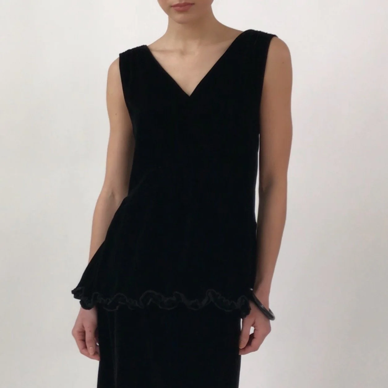 Vintage TRASHY DIVA Black Velvet Skirt & Top Set