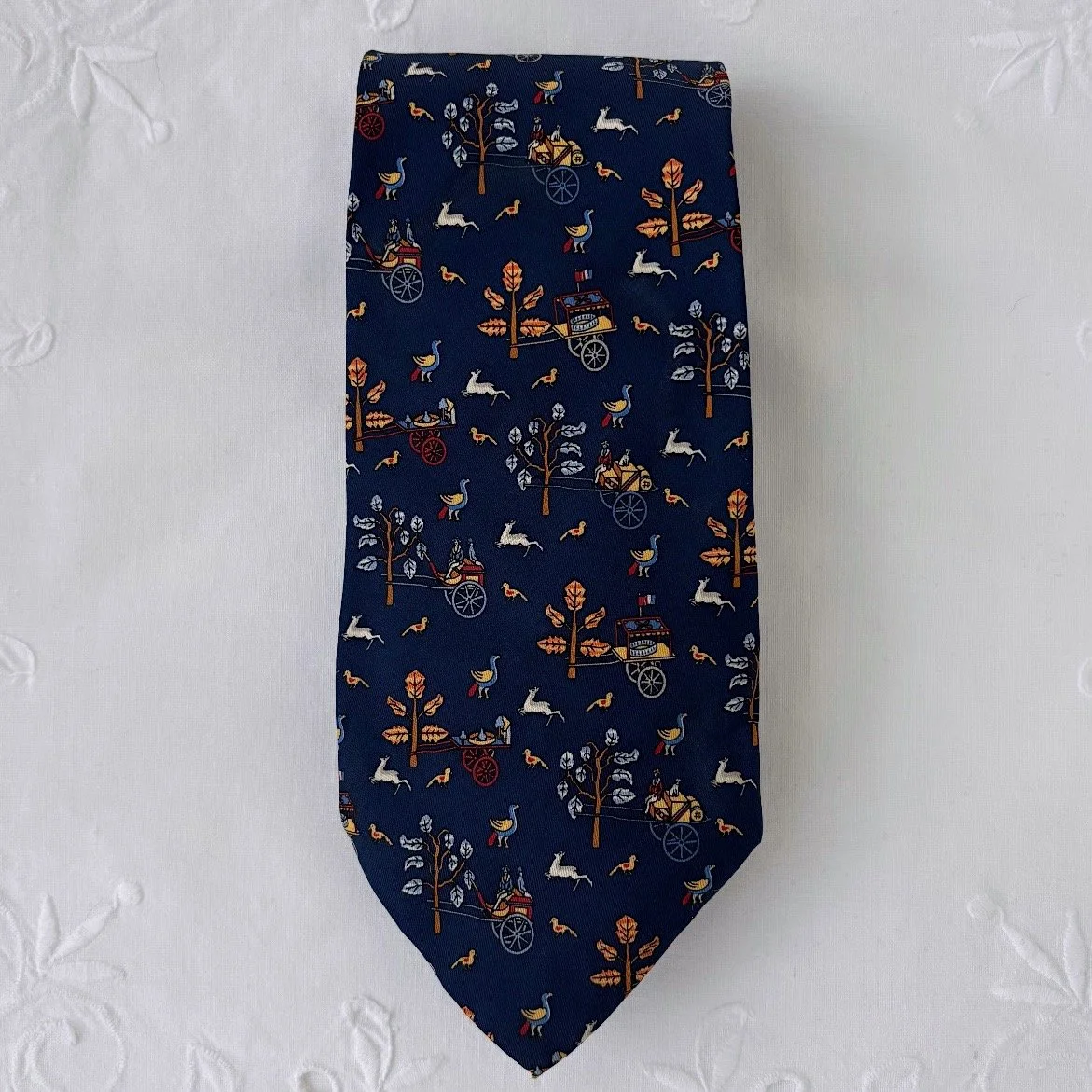Vintage SALVATORE FERRAGAMO Whimsical Print Silk Tie