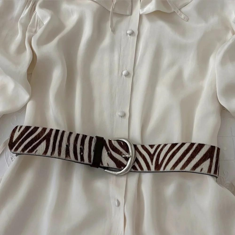Vintage ZEBRA Pony Hair Leather Belt — Esmes Drawer Too display picture 1
