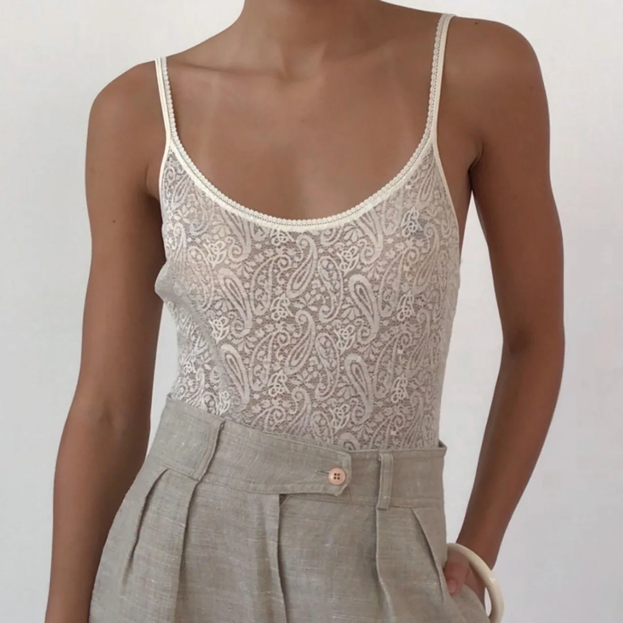 Vintage 1990's VALENTINO INTIMO Cream Lace Bodysuit