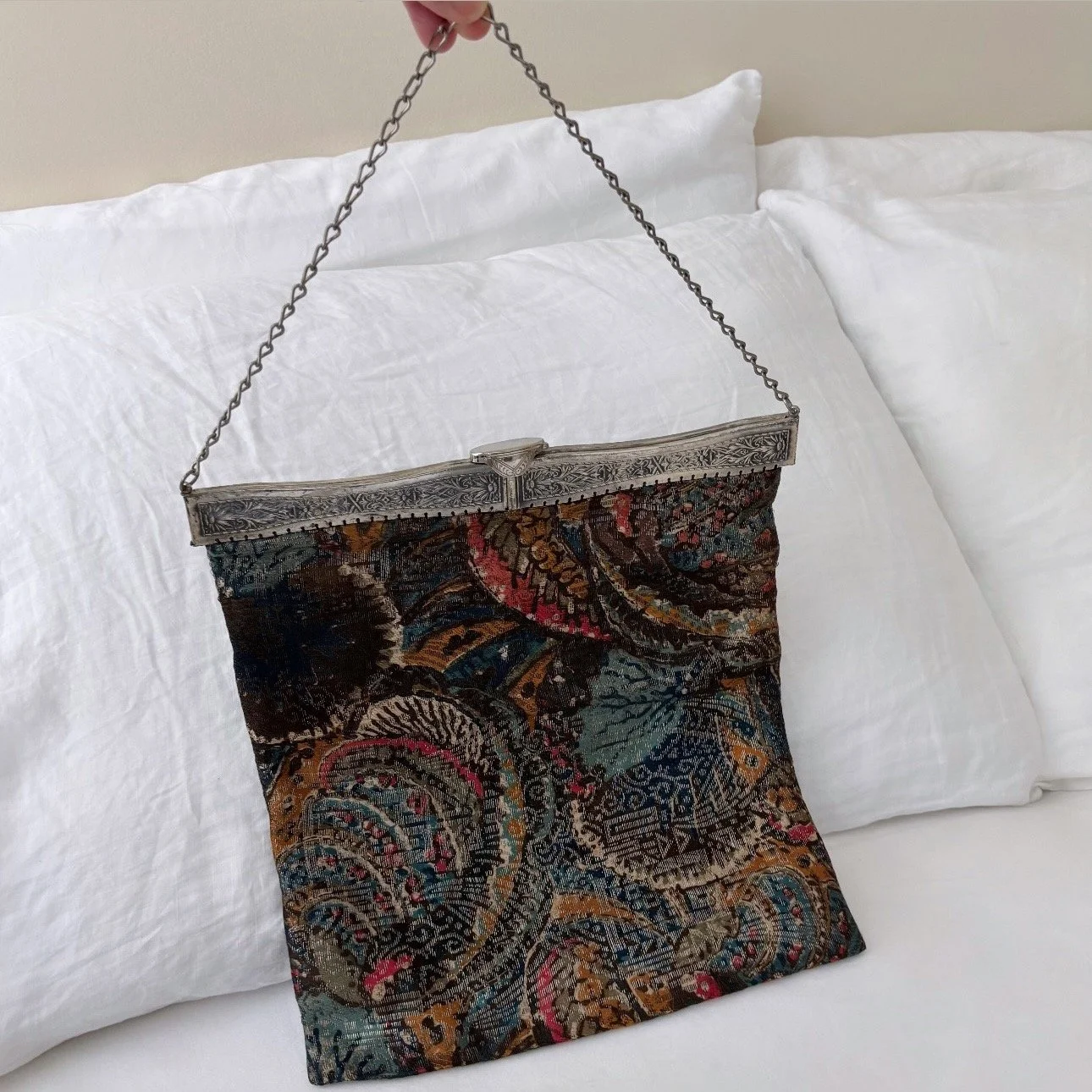 Antique 1920's Silk Textile Purse