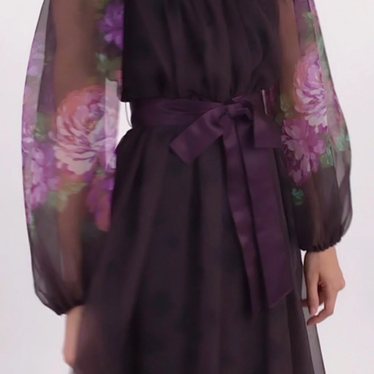 Vintage VICTOR COSTA Grape Floral Chiffon Dress