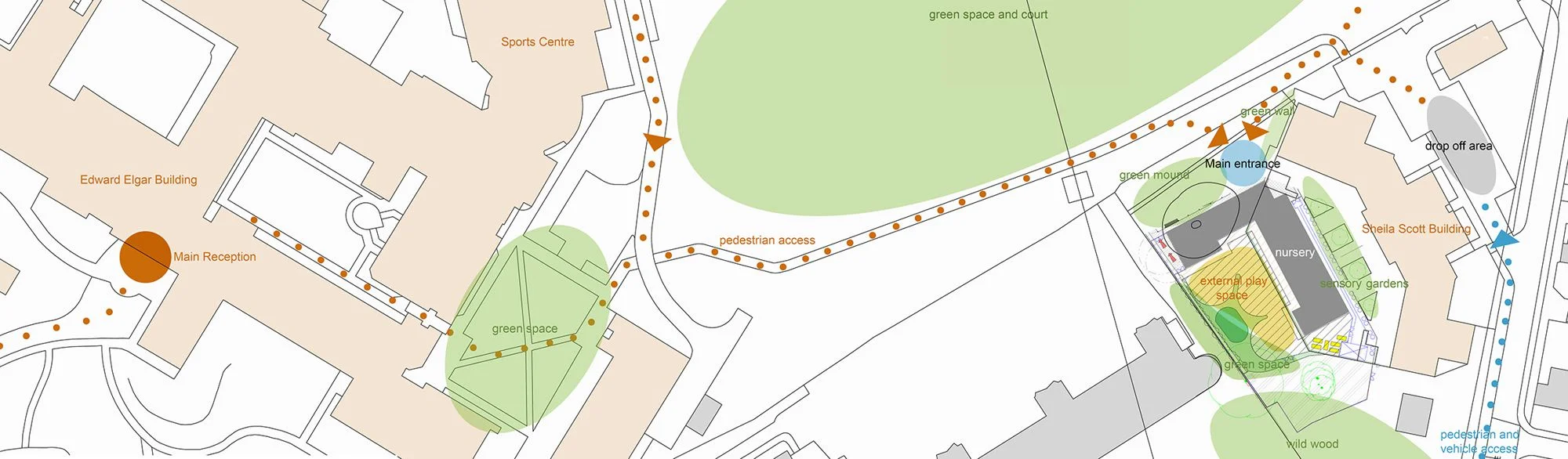 Site Plan - nursery built on the University of Worcester campus to be used by students and teachers