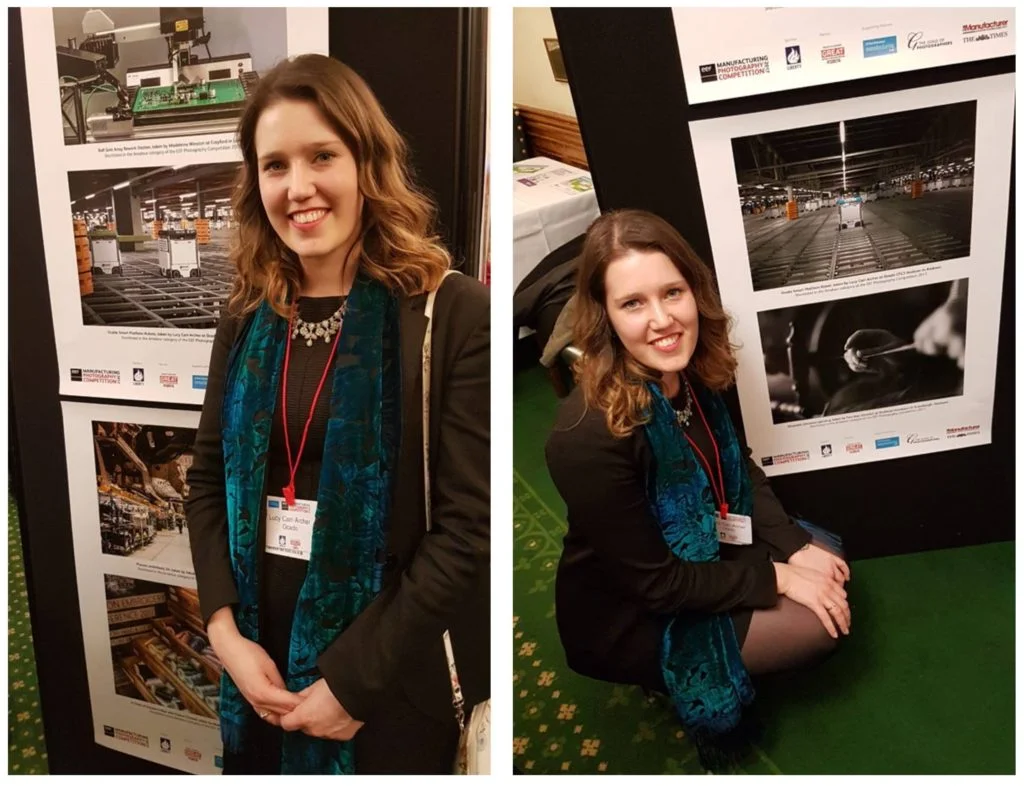 Lucy next to her shortlisted entries at the EEF Celebration Event held at the Houses of Parliament
