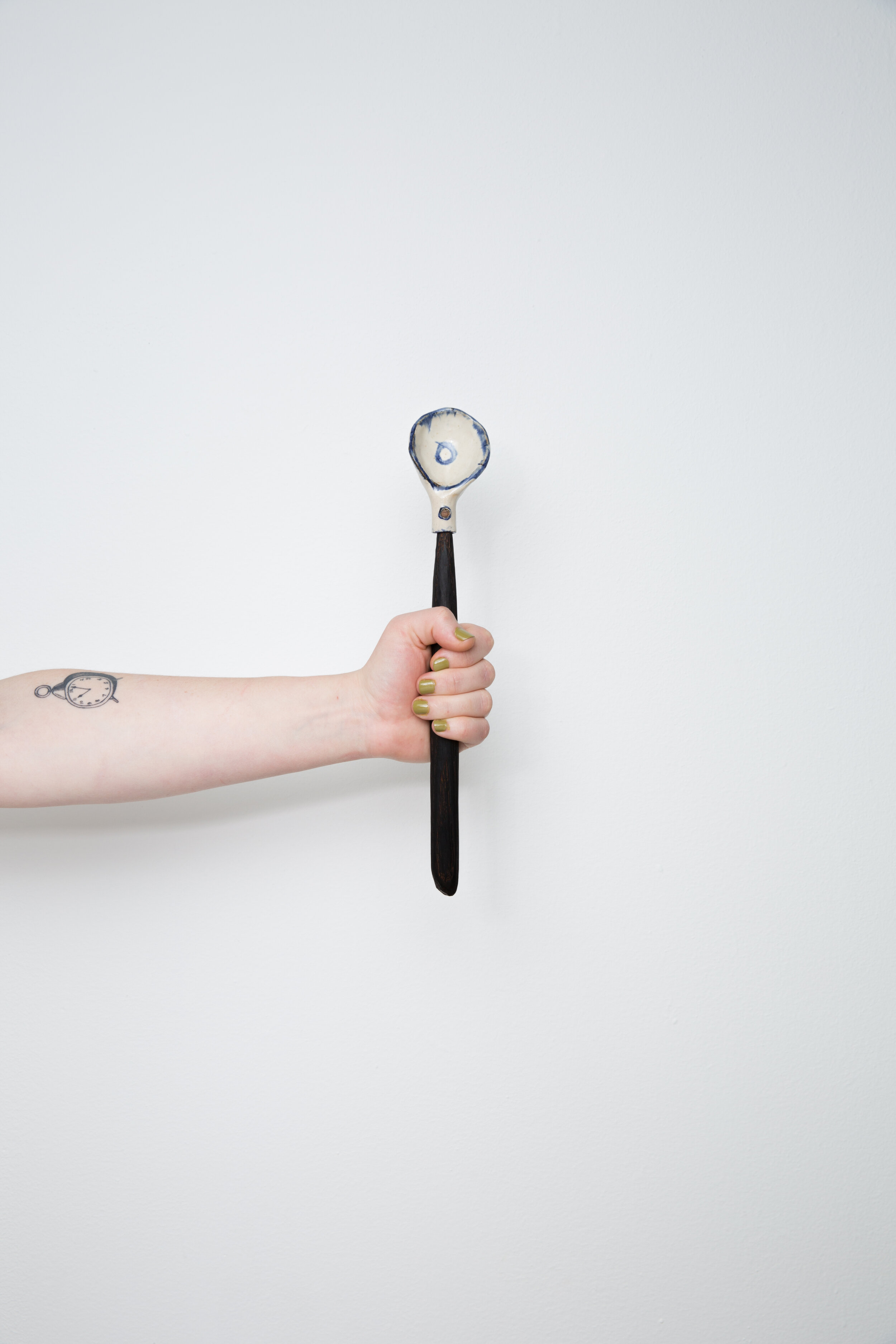 Ceramic Spoon with Burnt Oak Handle