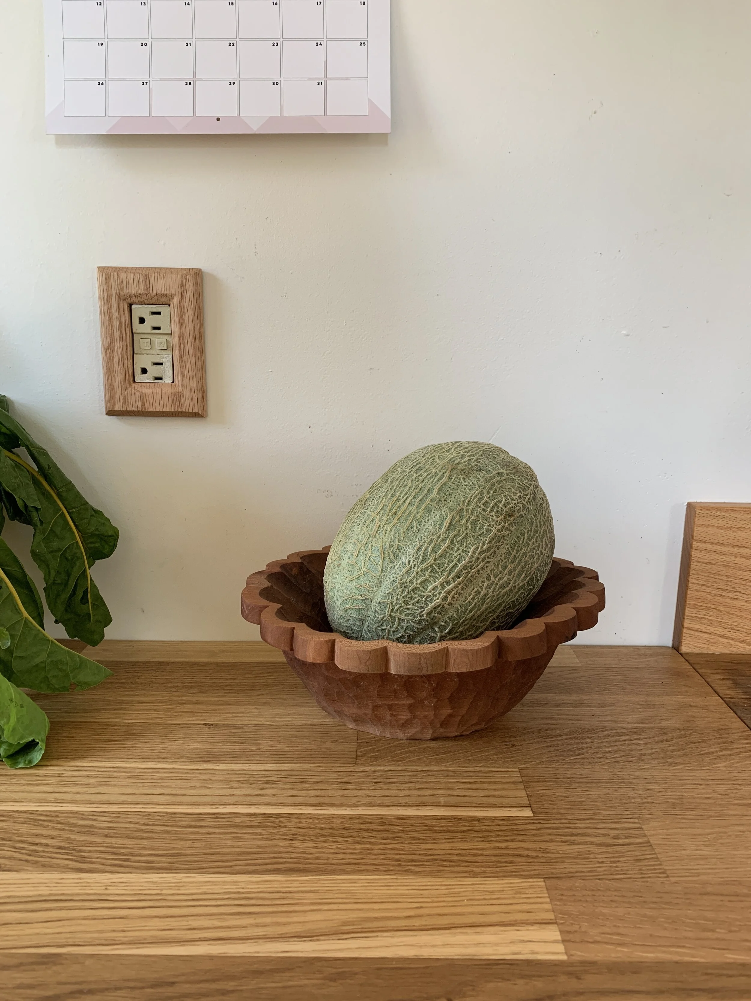 Melon Bowl and Custom Oak Outlet Cover