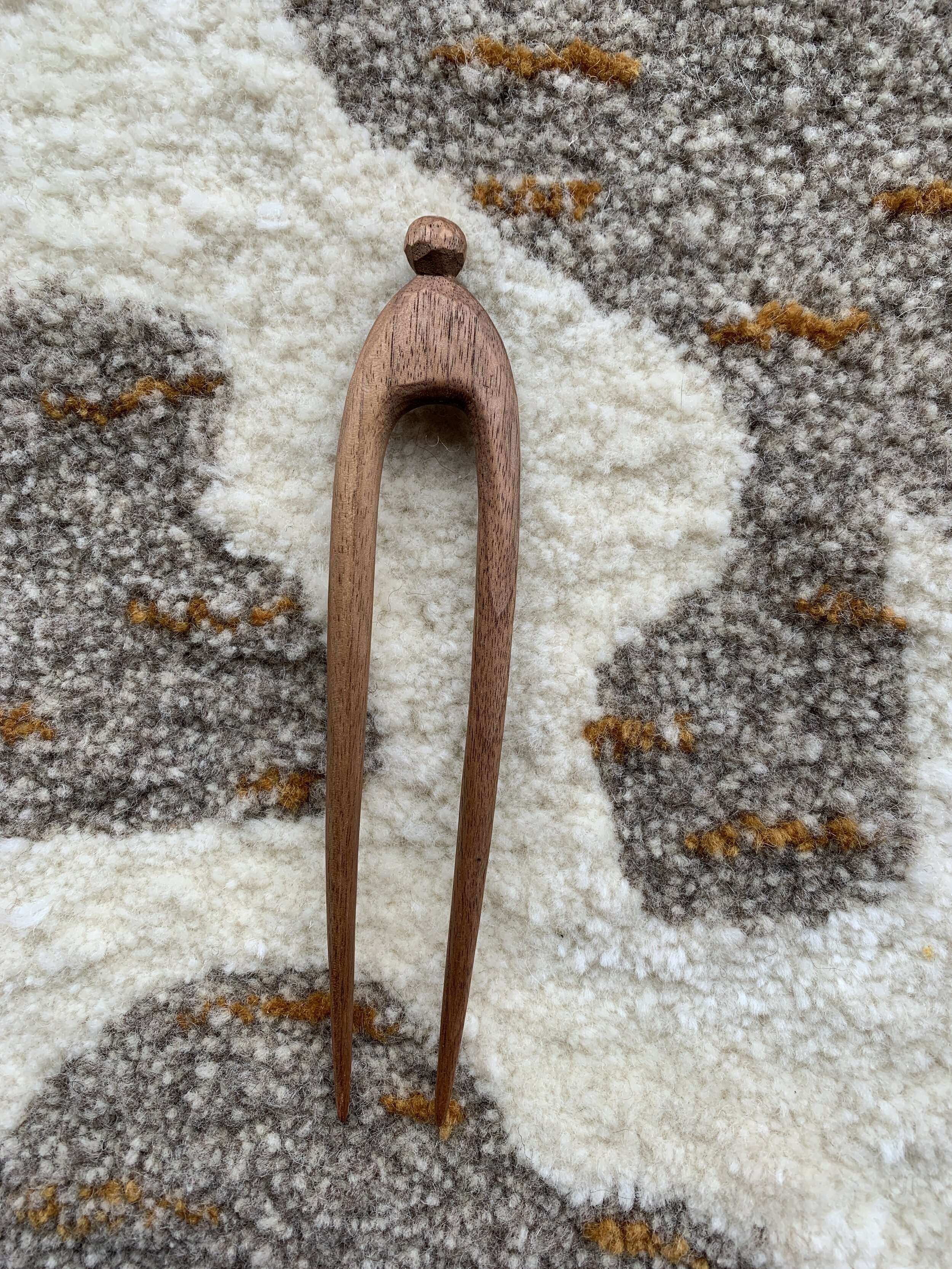 Small Ball Hair Pin in Walnut