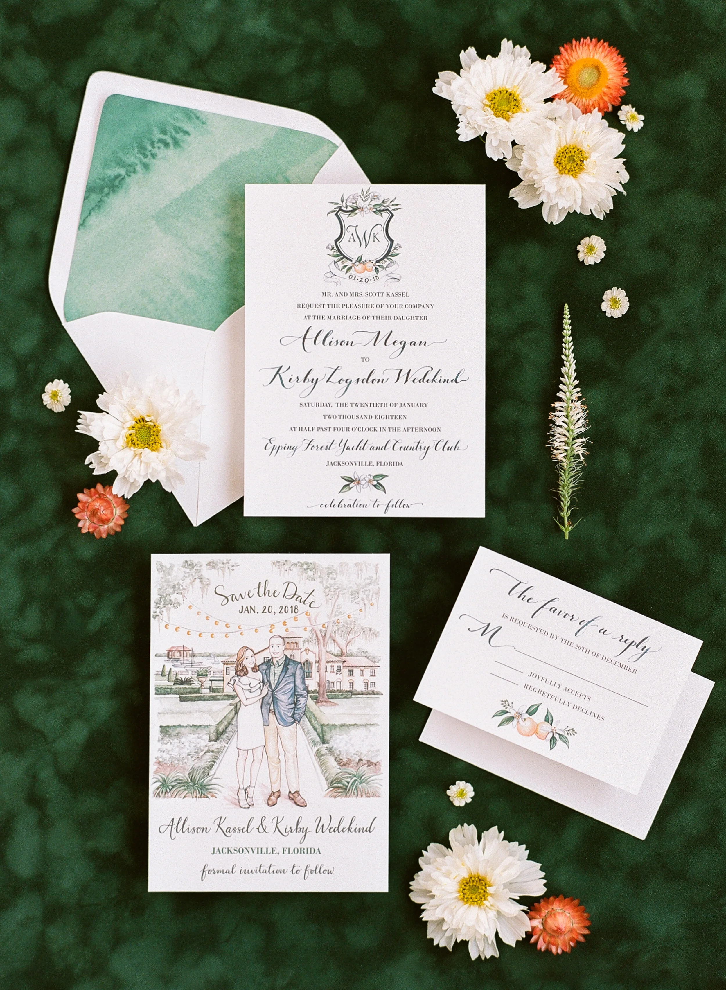 Epping Forest Yacht Club Jacksonville Florida Invitation Suite