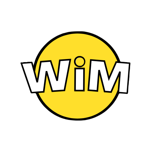 Logo with text 'WiM' on a yellow circle background