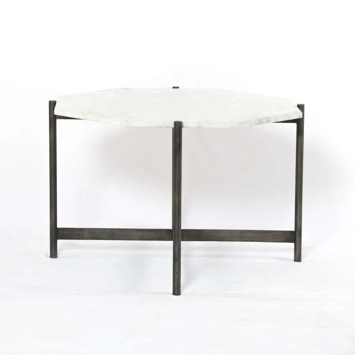Hammered Metal and Polished Marble Table side