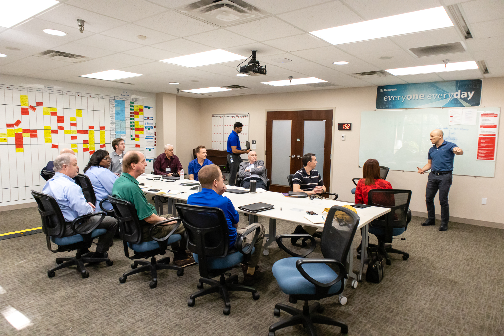 Lean Leaders meet at Medtronic's "Visual Leadership Center"