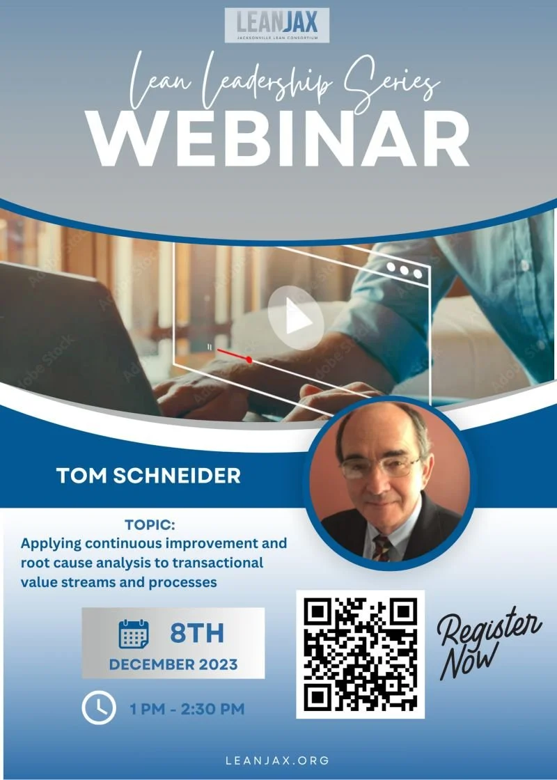 Lean Leadership Series Webinar with Tom Schneider on December 8, 2023