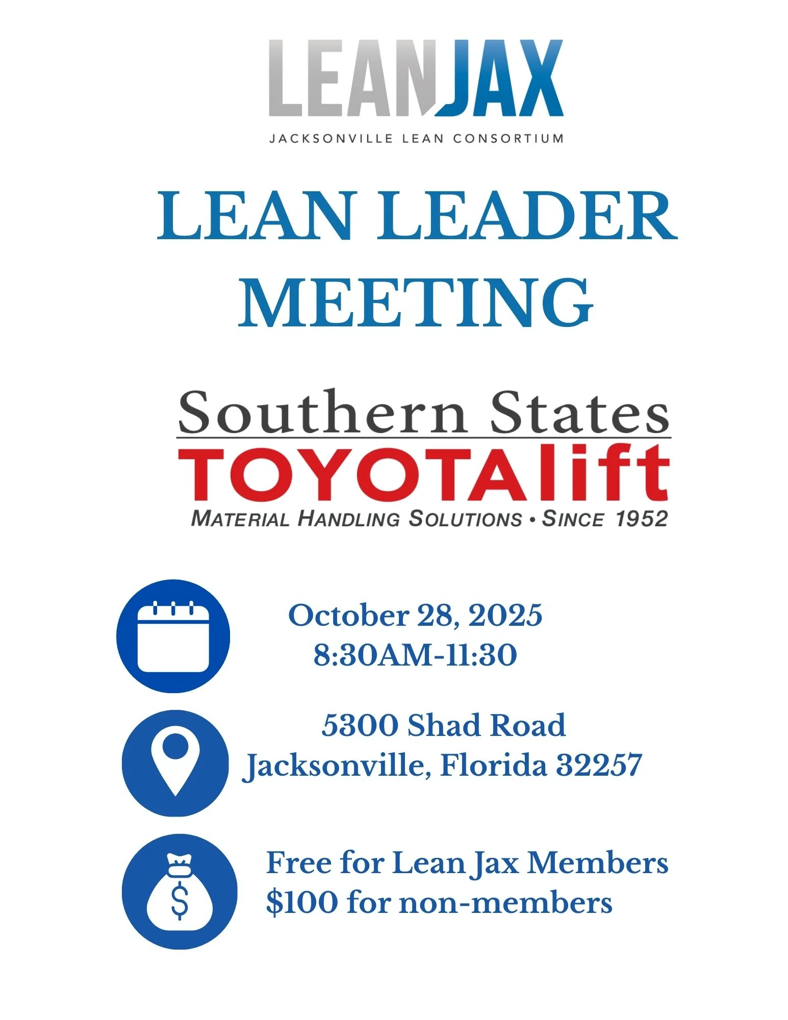 October Lean Jax Lean Leader Meeting at Southern States ToyotaLift