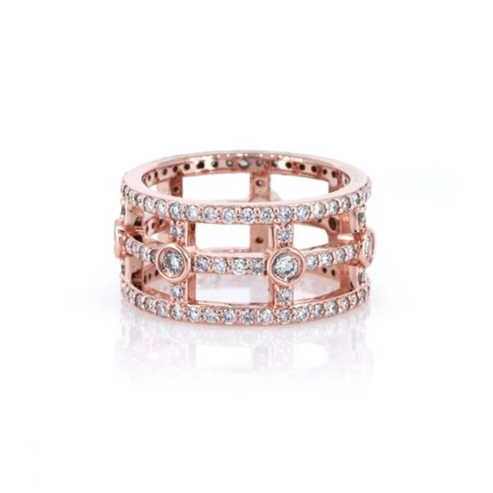 3 Row Stacked DIamond Band