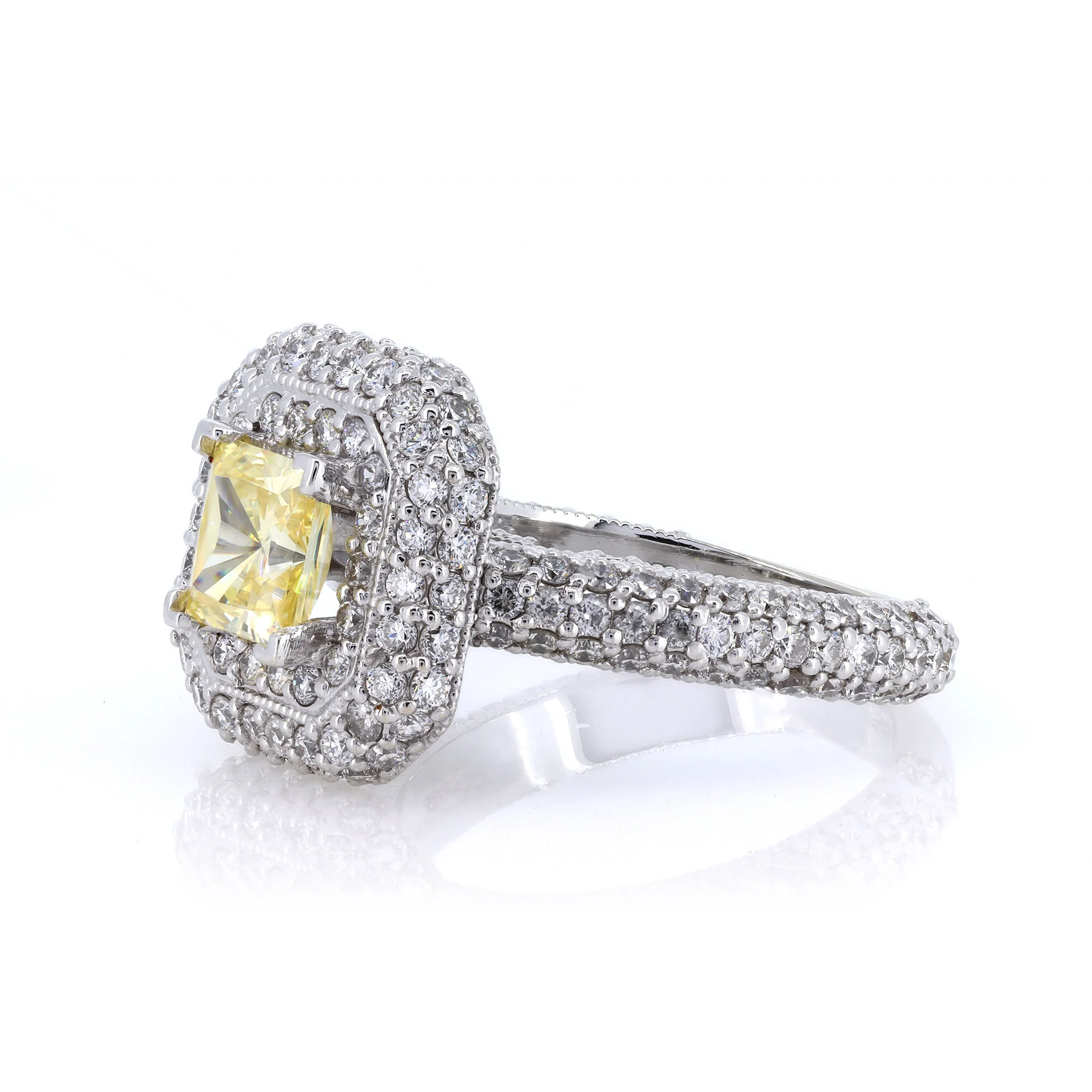 Double Pave Halo Engagement Ring