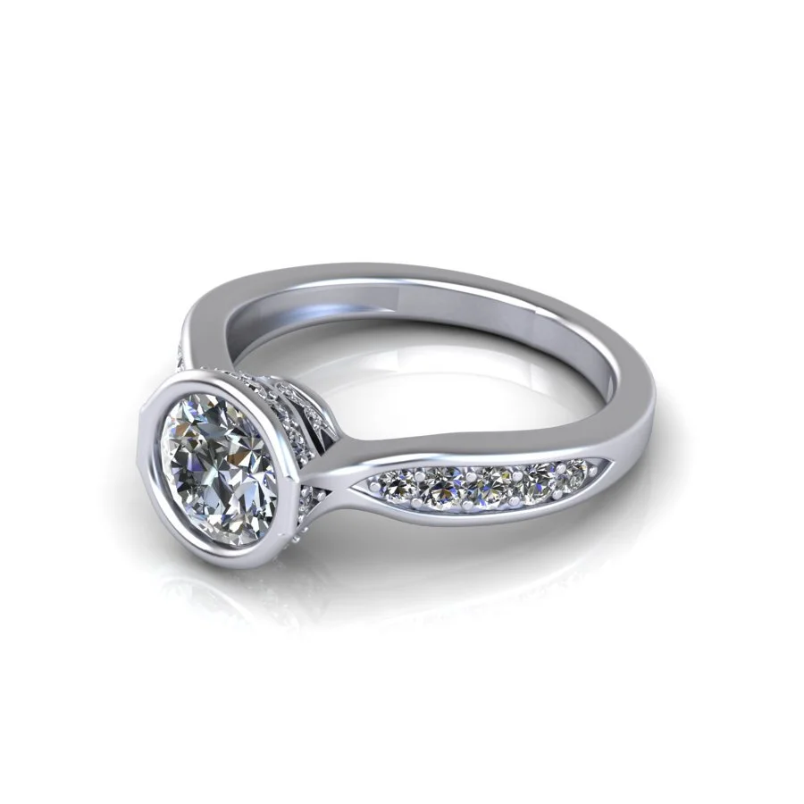 Bead Set Solitaire Engagement RIng
