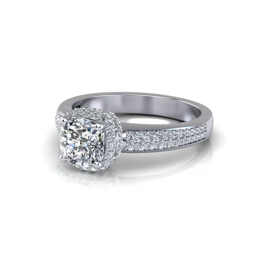 Diamond Cushion Halo Engagement Ring