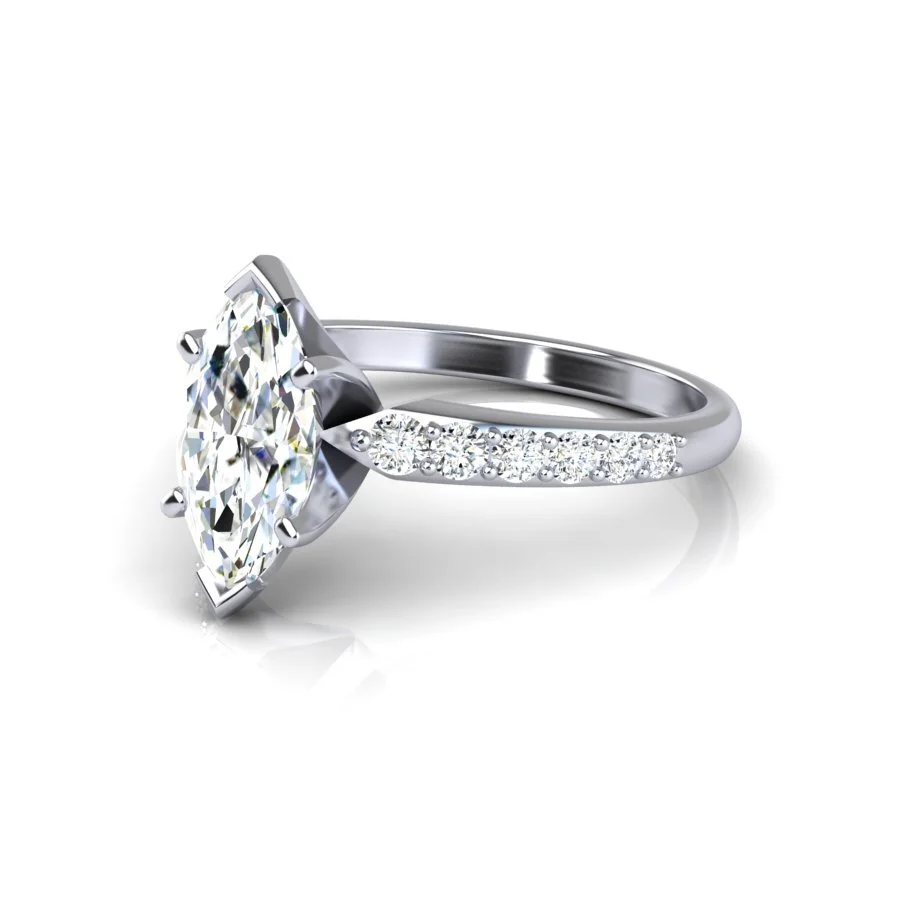Marquise Center Shared Prong Diamond Solitaire